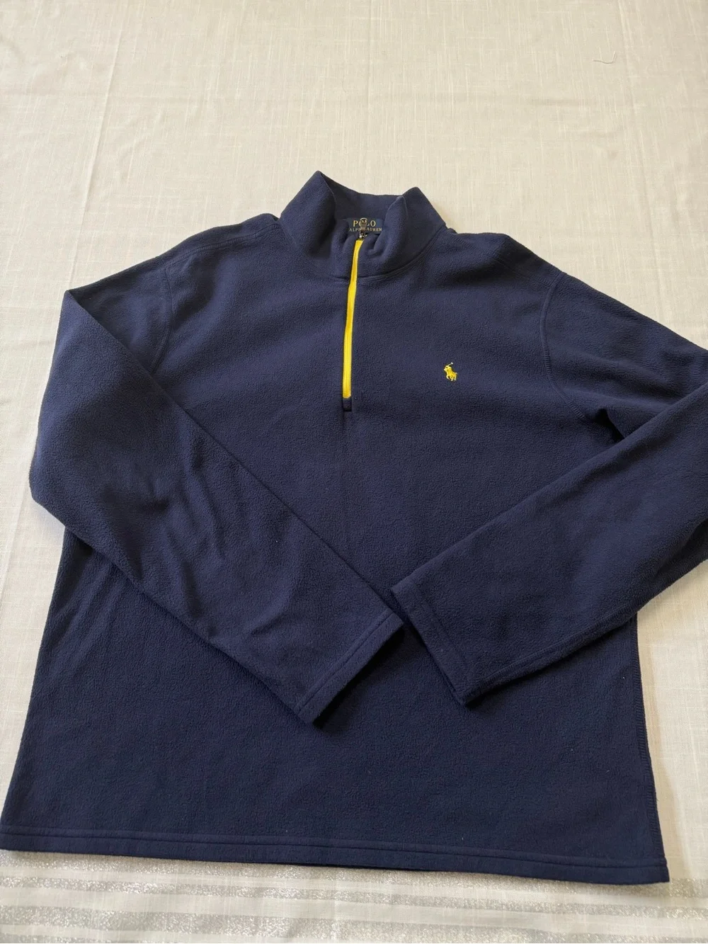 Polo Ralph Lauren Blue Performance Fleece 3/4 Zip Up Pullover Men’s Size L Pony
